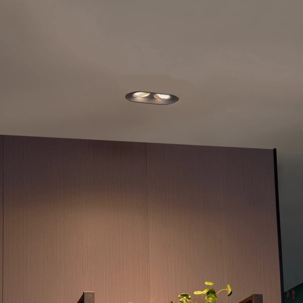 Foco embutido arredondado preto GU10 50mm 2-luzes - Hubs