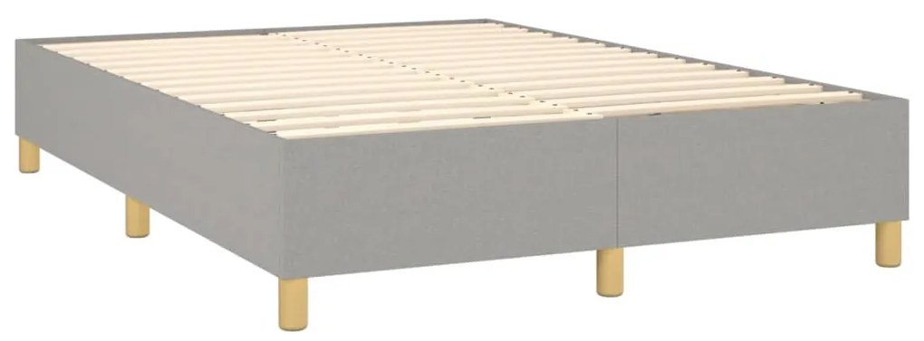 Cama box spring c/ colchão e LED 140x200 cm tecido cinza-claro