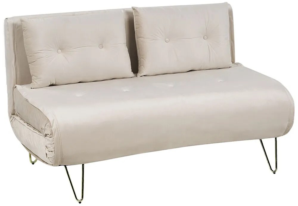 Conjunto de sofás-cama com 3 lugares em veludo creme VESTFOLD Beliani