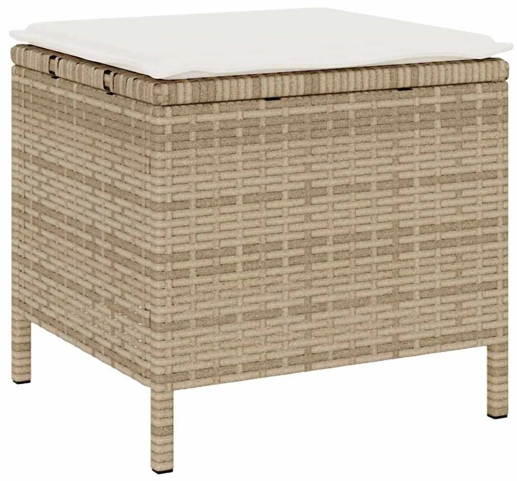 Conjunto de Jantar para Jardim em 3 Peças com Almofadas Bege em Rattan