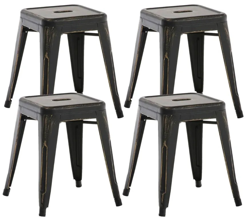 Conjunto de 4 bancos Armin em metal 46 x 40 x 40 cm Preto + Dourado