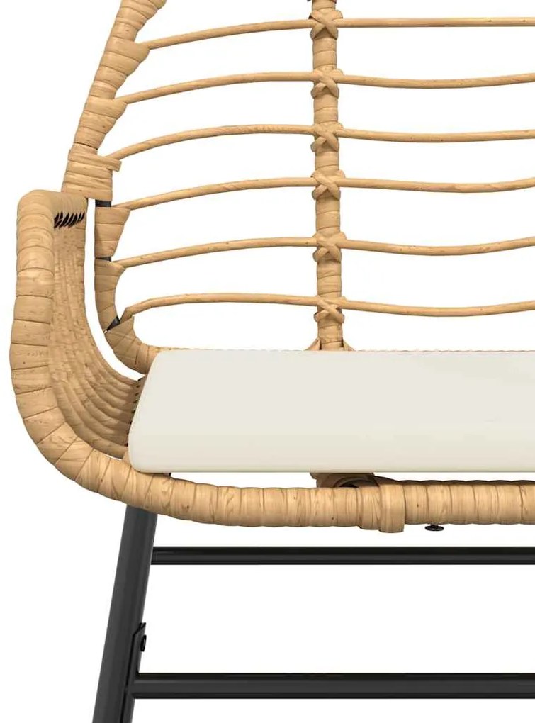 Conjunto jantar jardim 3 peças almofadas vidro vime PE castanho
