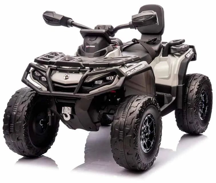 Moto 4 elétrica para crianças 12V Can Am Outlander 4×4 200W rodas Espuma EVA, assento couro Carga até 50Kg Cinzenta