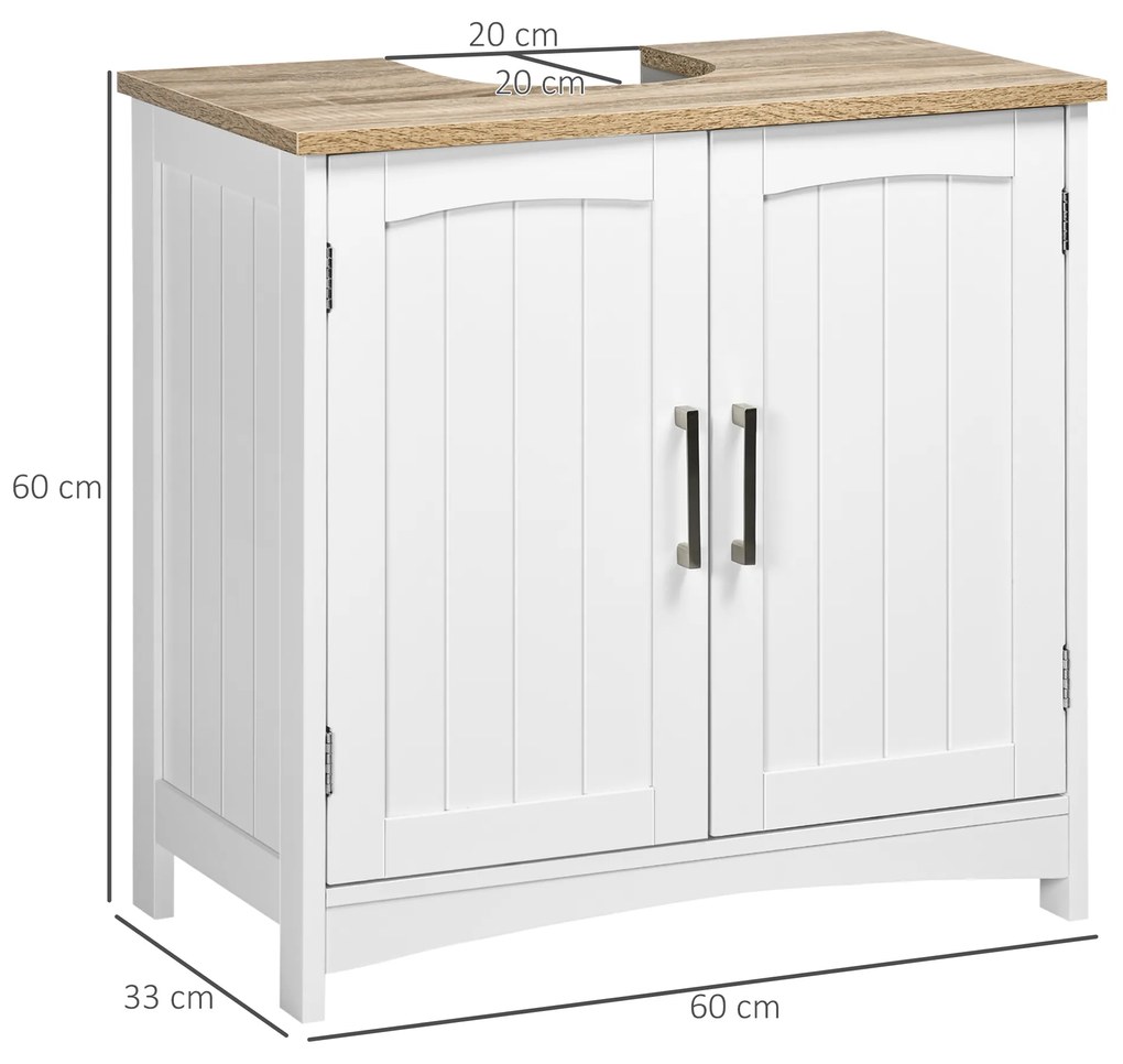 Móvel para Lavatório Pousar Armário para Casa de Banho de Madeira com 2 Portas e Prateleira Interior Ajustável Estilo Moderno Carga Máxima 40kg 60x30x