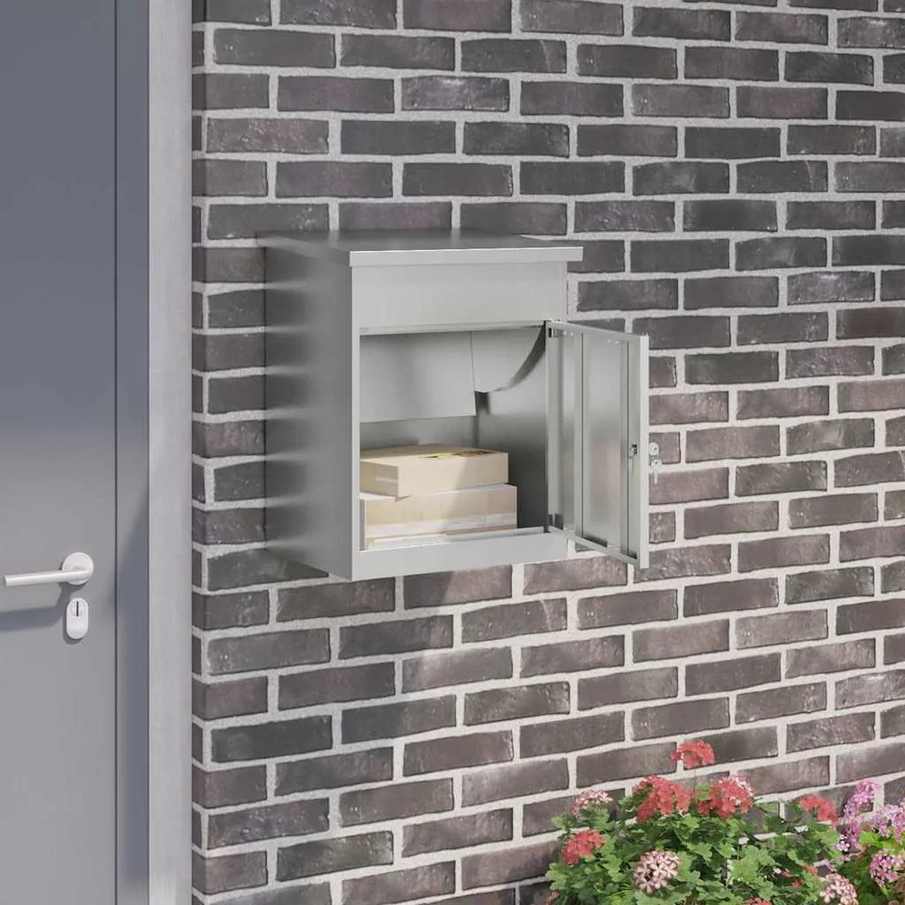 vidaXL Caixa para entrega de pacotes com porta Preto 47.5 x 38 x 59 cm