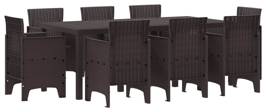 vidaXL Conjunto de Jantar para Jardim 9 pcs Castanho Polipropileno