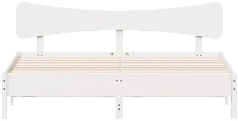 Cama sem colchão 200x200 cm madeira de pinho maciça branco