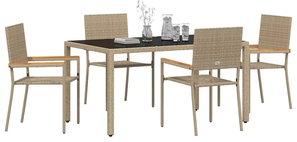 Conjunto de Jantar de Jardim vidaXL 5 Peças Bege em Rattan