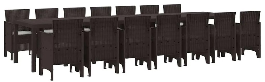 Conjunto de Jantar para Jardim 15 pcs Castanho Largo