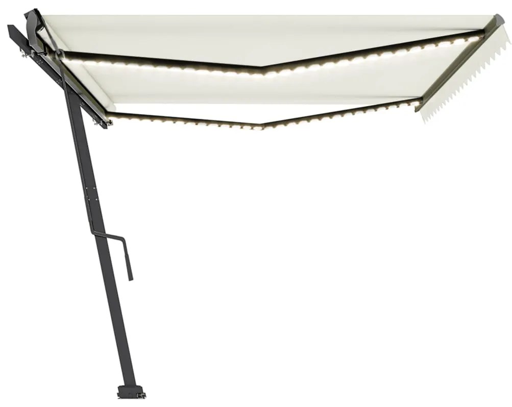 Toldo retrátil manual com LED 500x350 cm cor creme