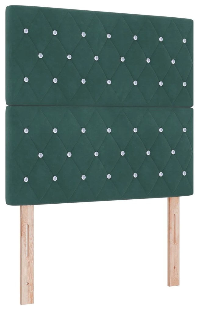 Cama Box com Colchão & LED verde escuro 90x190 cm Veludo