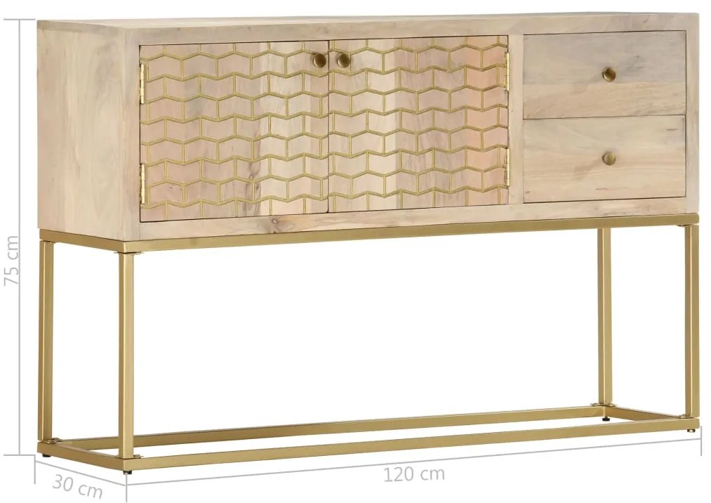 Aparador 120x30x75 cm madeira de mangueira maciça dourado