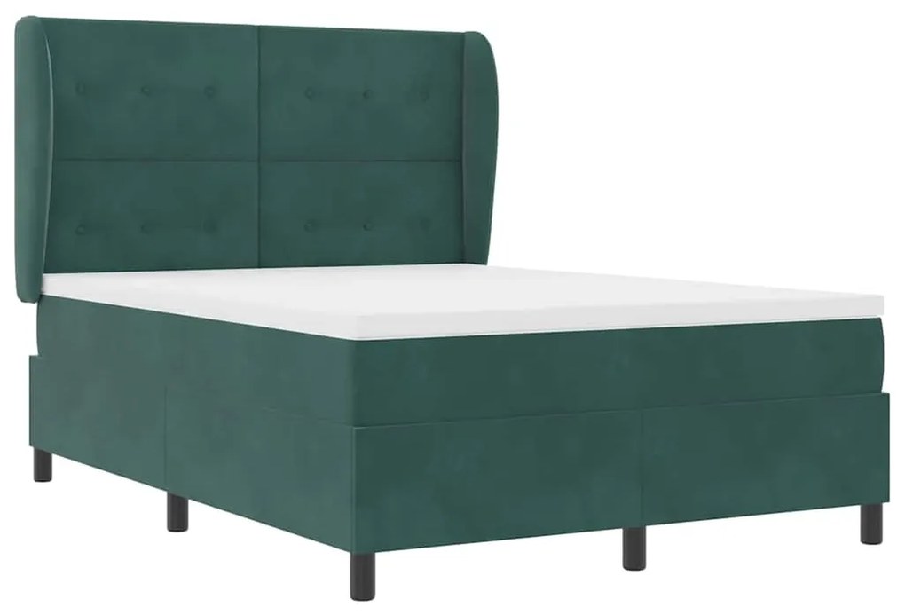 Cama com Estrado e Colchão Verde Escuro 140x190 cm em Veludo