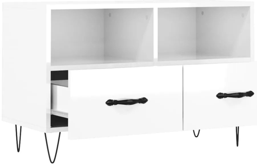 Móvel de TV 80x36x50 cm derivados de madeira branco brilhante