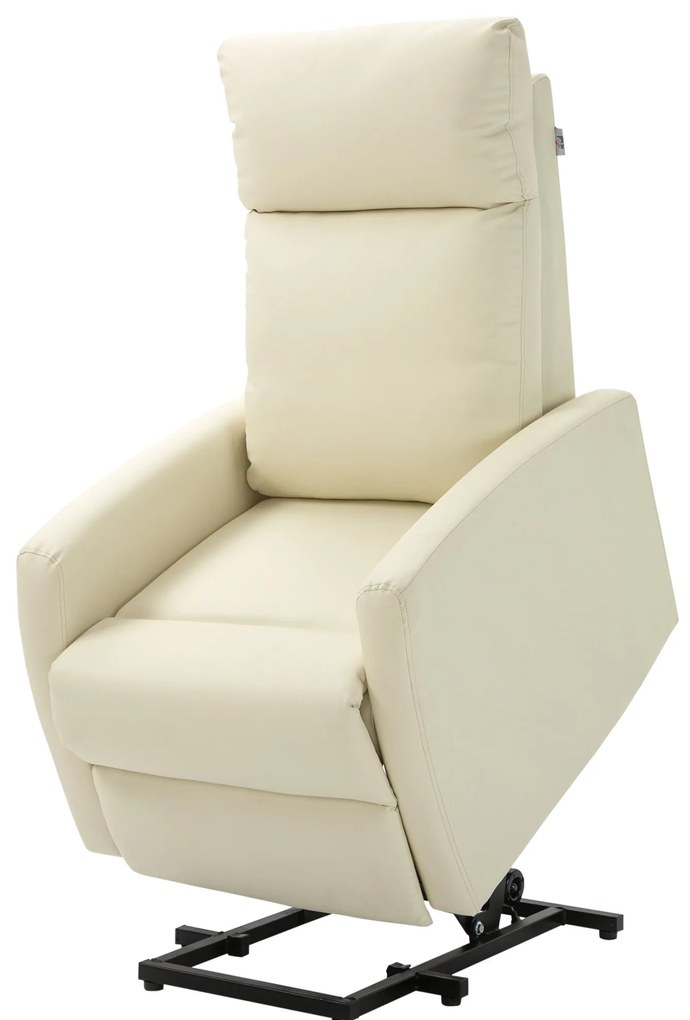 Poltrona Relax Levanta Pessoas Poltrona Elétrica Reclinável a 145° com Controlo Remoto Apoio para Pés 67x95x105 cm Creme