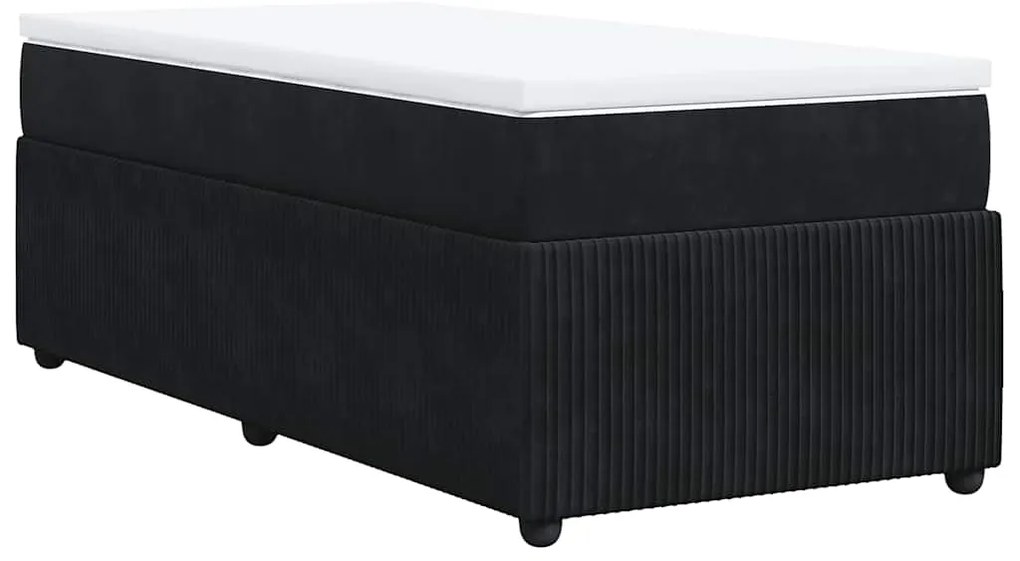 Cama com molas/colchão 90x200 cm veludo preto