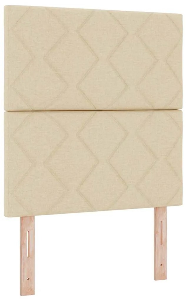 Cama Box Spring com Colchão &amp; LED Creme 80x200 cm Tecido