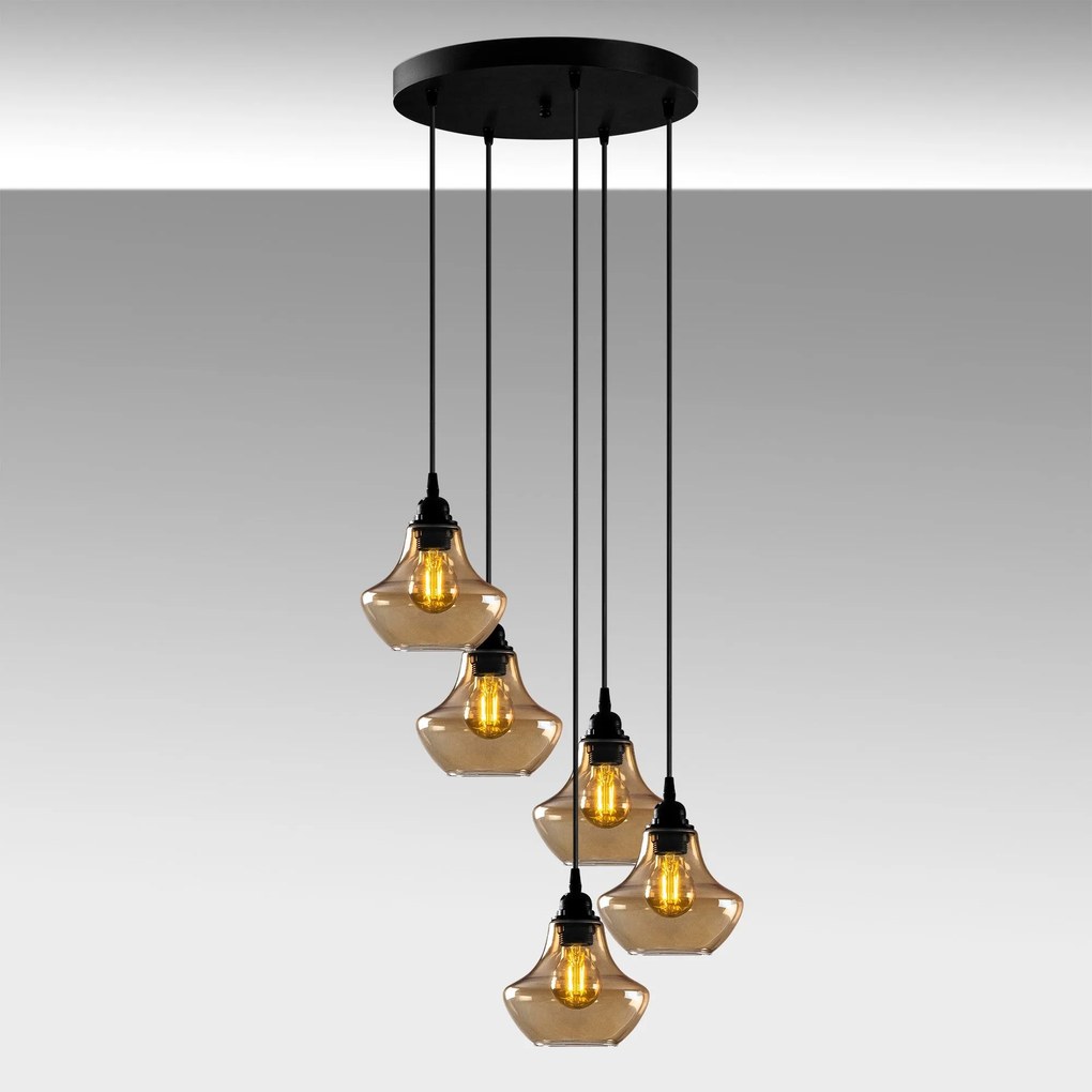 Candeeiro de Teto Chandelier Gold – Dourado e Preto – 51 x 51 cm