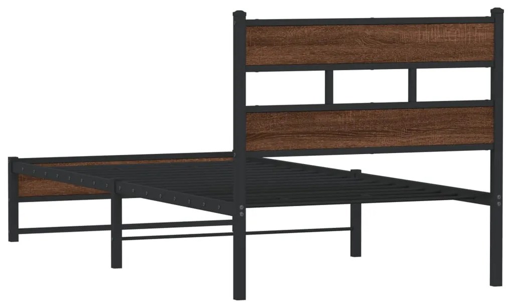 Estrutura de cama sem colchão 90x200 cm metal carvalho castanho