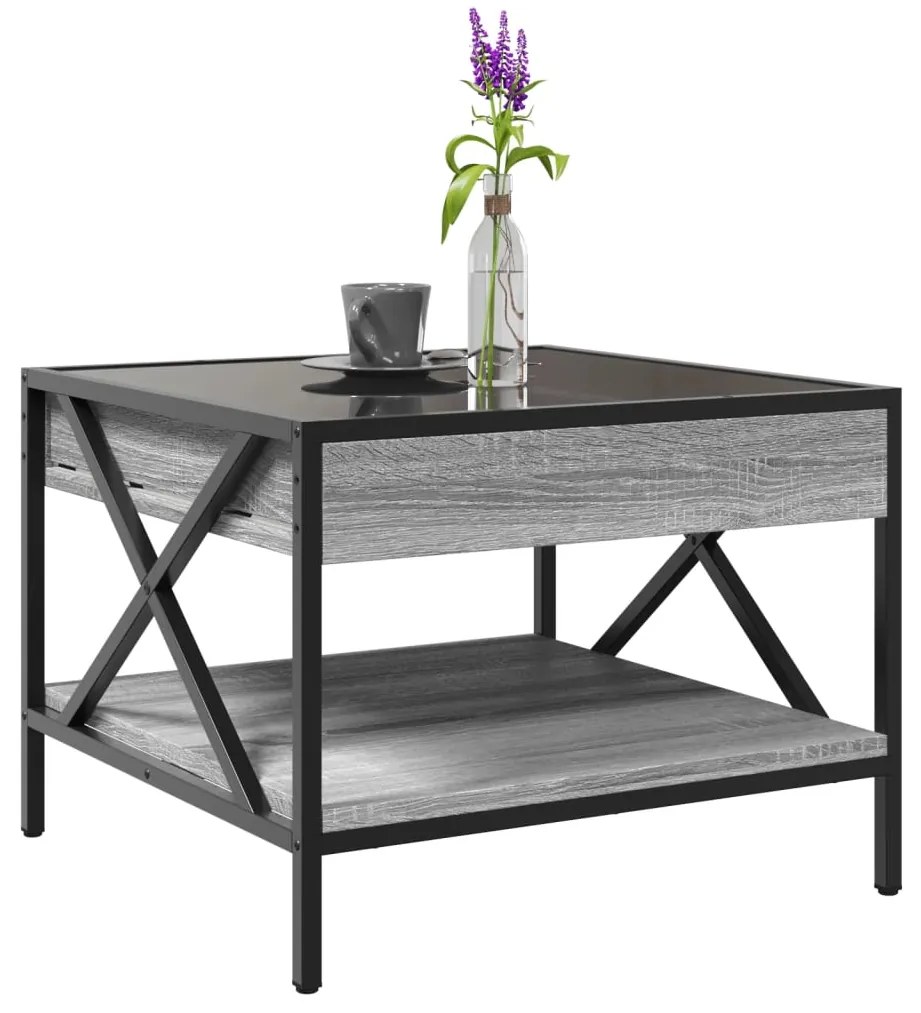 Mesa de centro luzes LED Infinity 50x50x38 cm cinzento sonoma