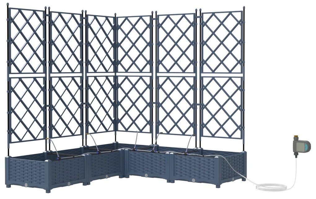 Jardineiras com Sistema de Irrigação 5 pcs Cinzento
