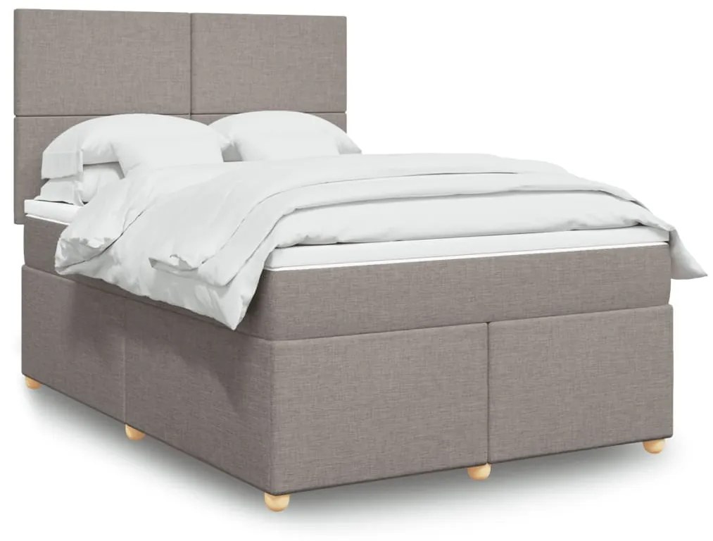 vidaXL Cama com molas/colchão 160x200 cm tecido castanho-acinzentado