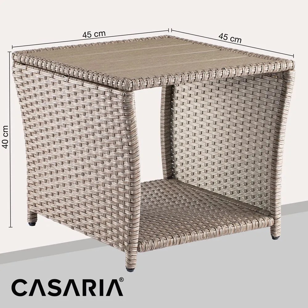 Mesa de apoio Jardim Polyrattan Vedis 45x45x40cm creme