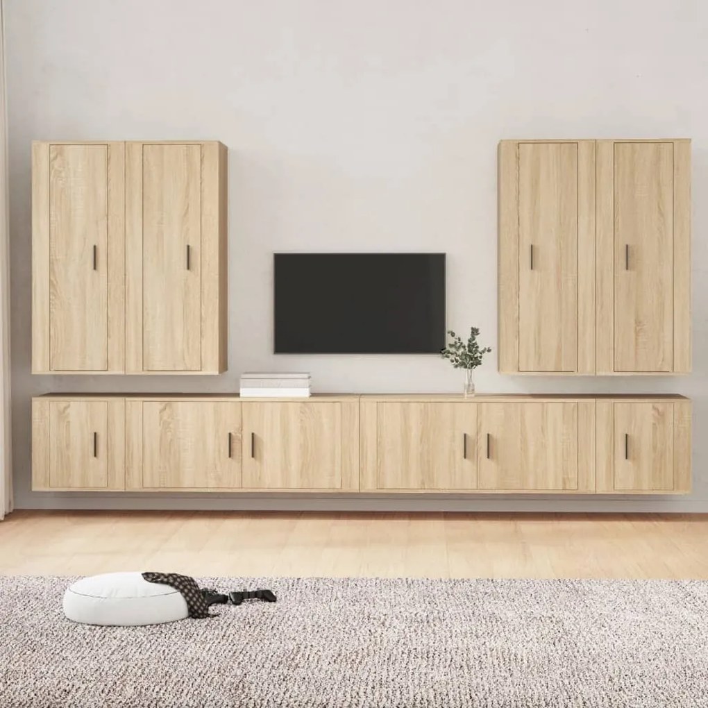vidaXL Conjunto móveis de TV 8 pcs madeira processada carvalho sonoma