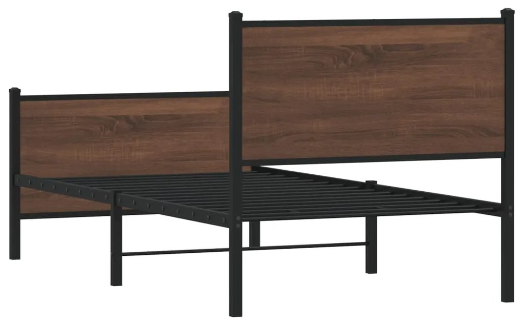 Estrutura de cama sem colchão 90x190 cm metal carvalho castanho