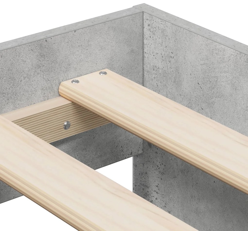 Cama de Armazenamento Cinza Concreto 75x190 cm