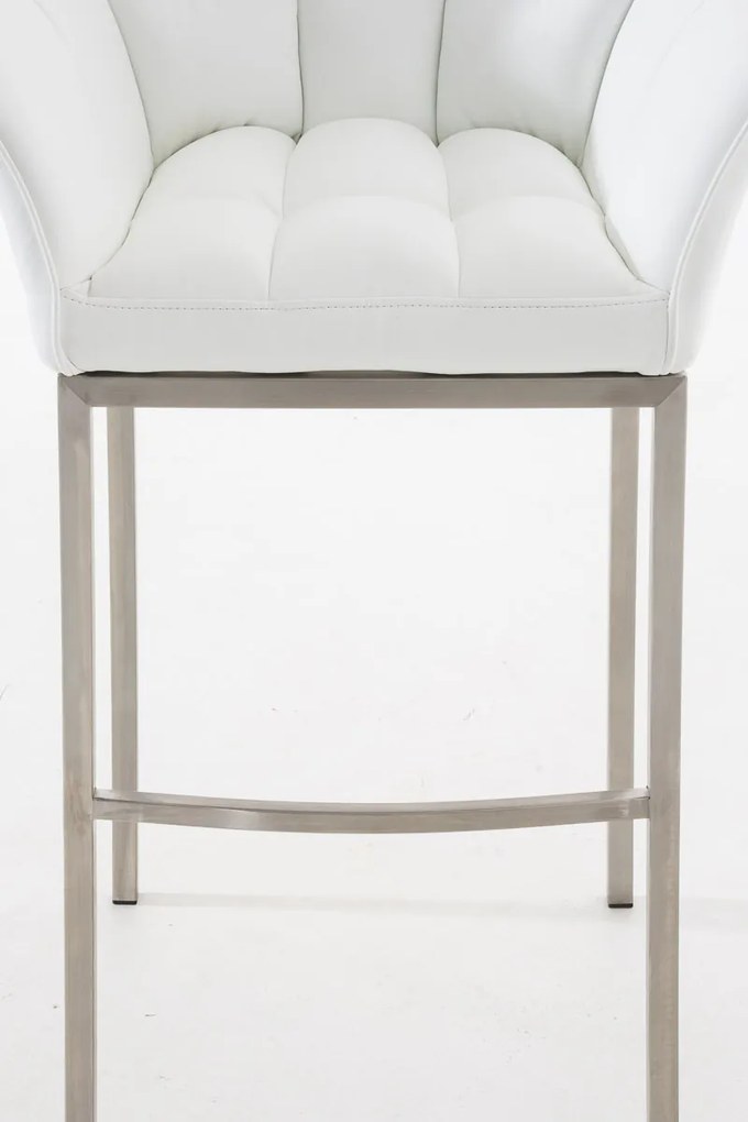 Banco de bar Damaso em couro sintético e com estrutura prateada 64 x 110 x 48 cm Branco