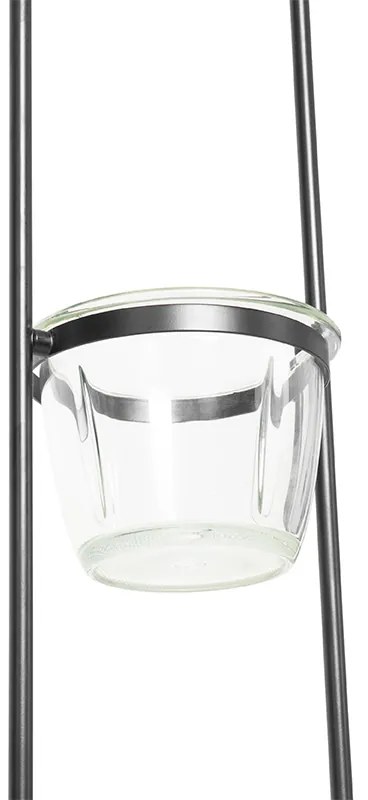 Candeeiro de pé moderno preto com vidro 25 cm - Roslini Moderno