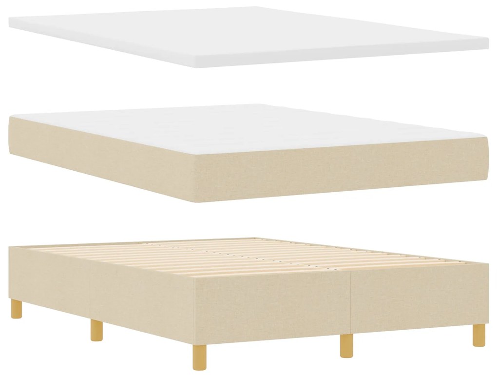 Cama Box Spring com Colchão Creme 140x200 cm Tecido