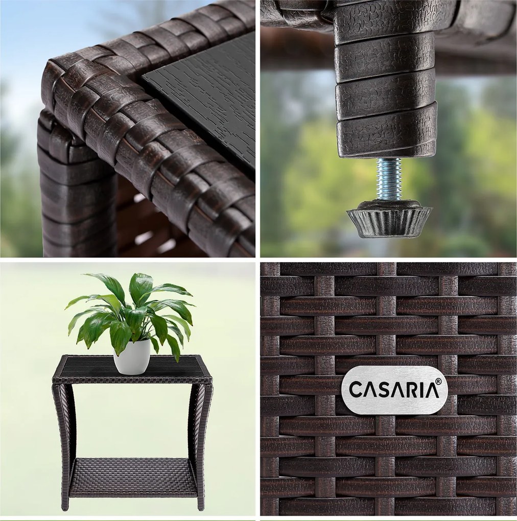 Mesa de apoio Jardim Polyrattan Vedis 45x45x40cm Castanho