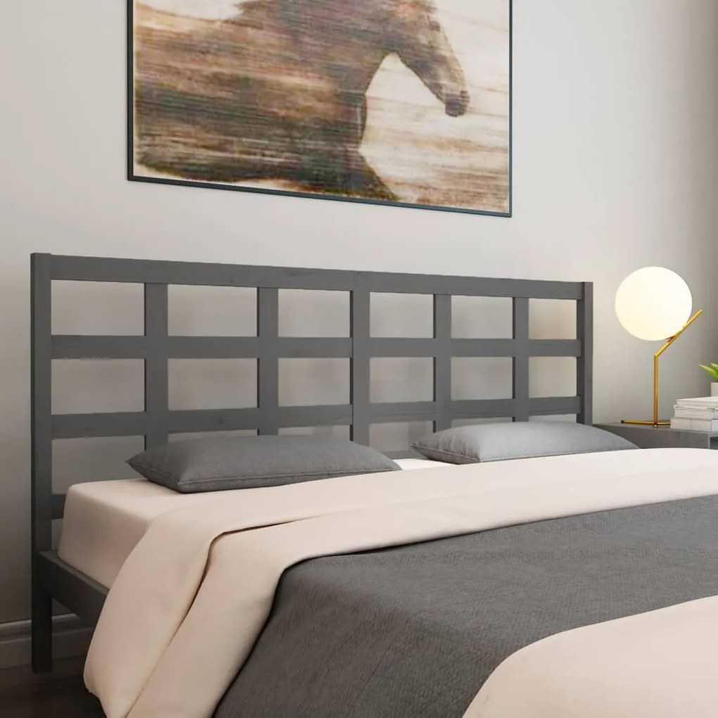 Cabeceira de cama 125,5x4x100 cm pinho maciço cinzento