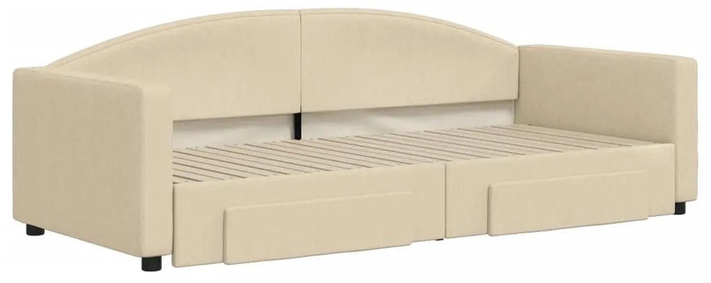 Sofá-cama com gavetão e gavetas 90x200 cm tecido cor creme