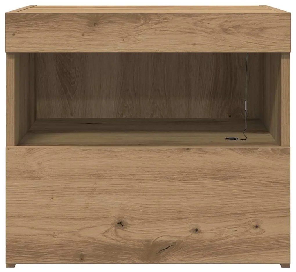 Camas de cabeceira vidaXL com luzes LED 2 pcs Carvalho Artisan 50x40x4