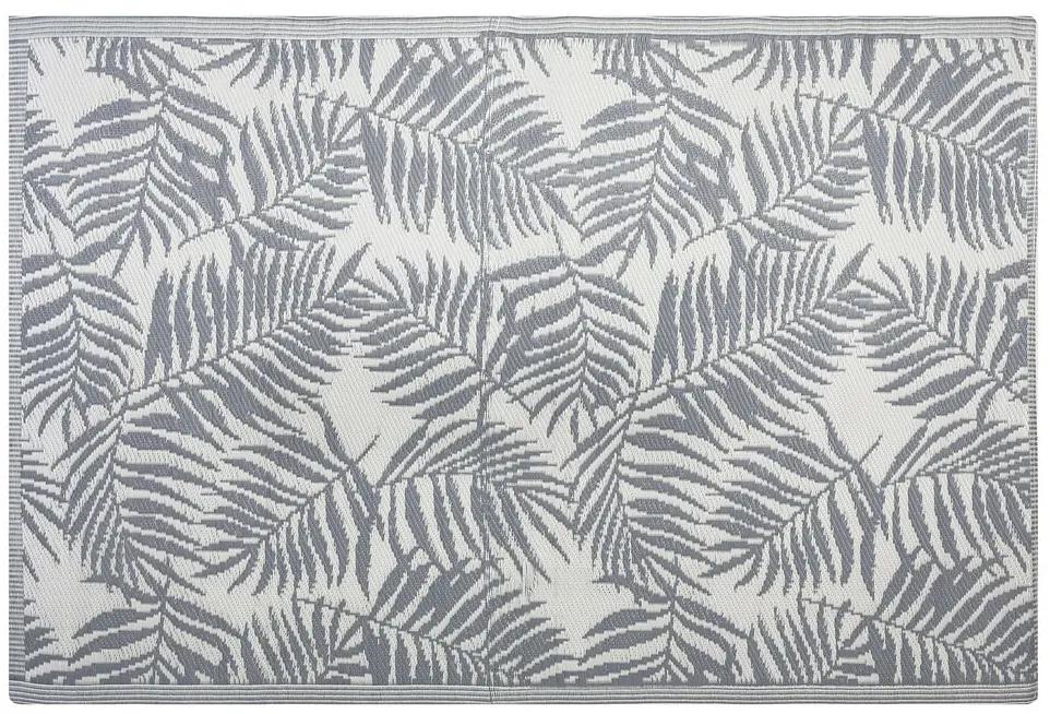 Tapete de exterior com padrão de folhas de palmeira cinzento claro 120 x 180 cm KOTA Beliani