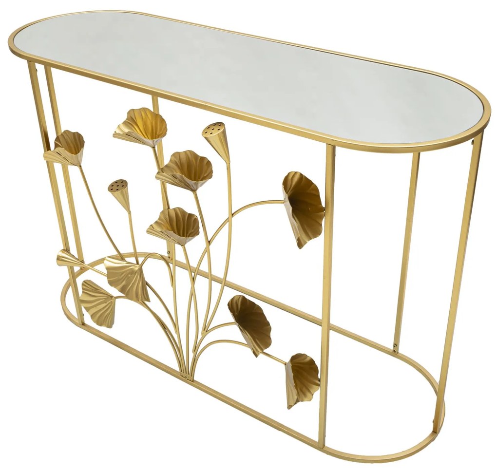 MESA CONSOLA FLOW DOURADA 120X40X80 CM