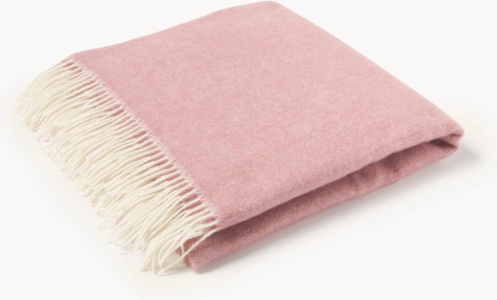 Manta em lã com padrão de ziguezague e franjas Tyrol