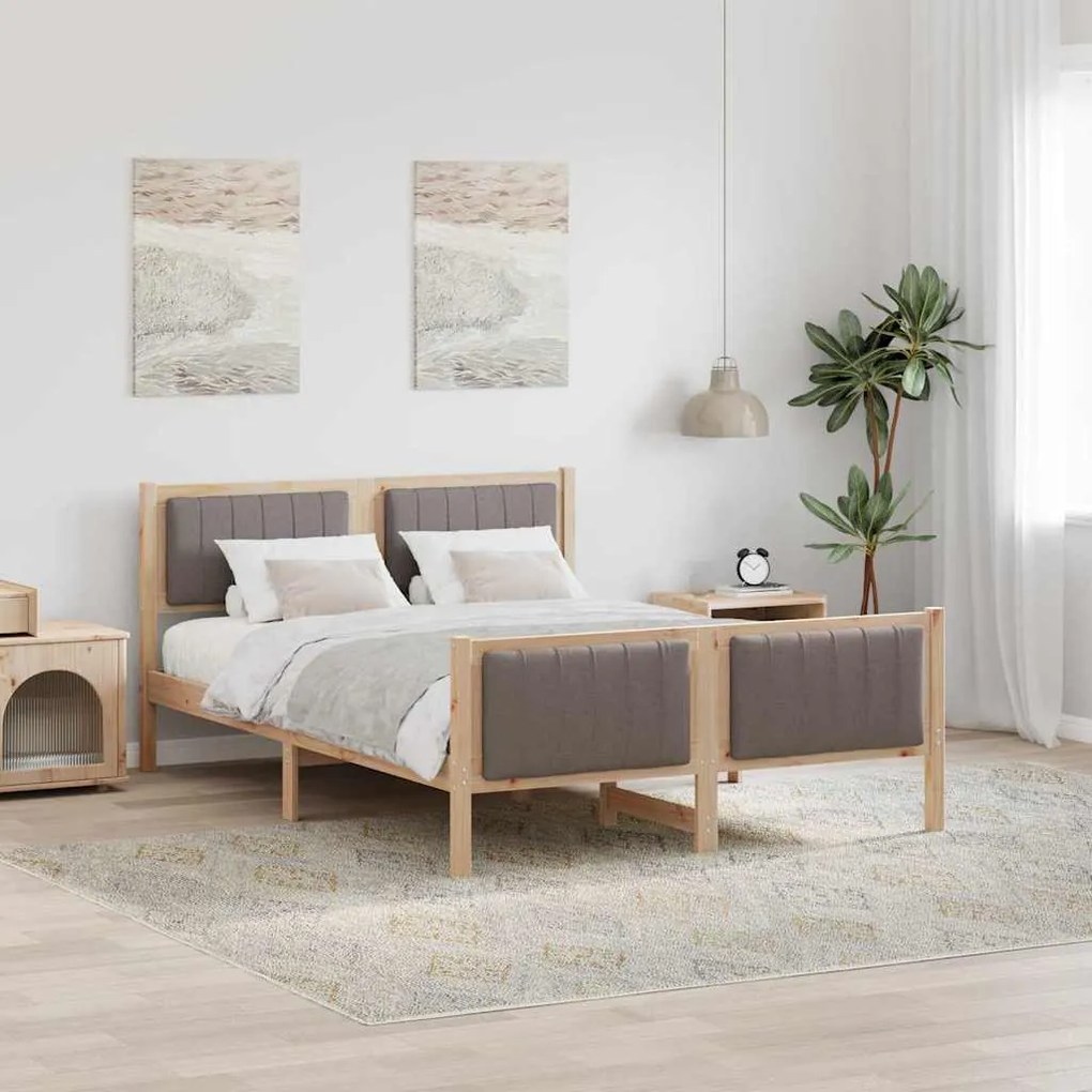 vidaXL Estrutura da cama com cabeceira Marrom e taupe 140 x 190 cm