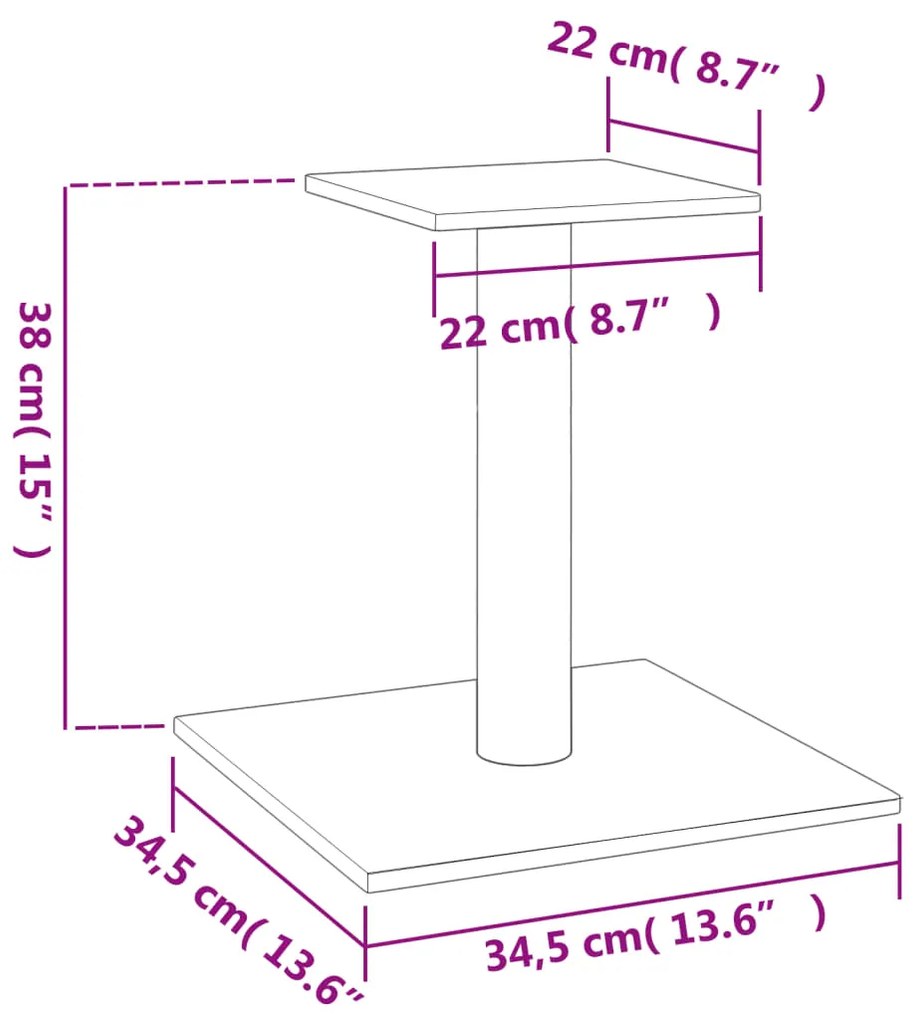 Poste arranhador para gatos com plataforma 38cm cinzento-escuro