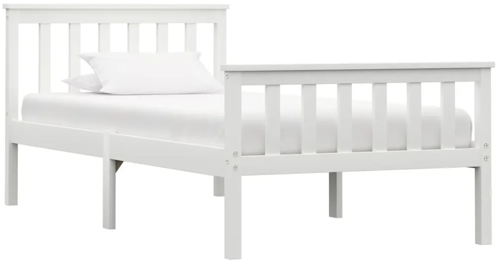 Estrutura de cama em pinho maciço 90x200 cm branco
