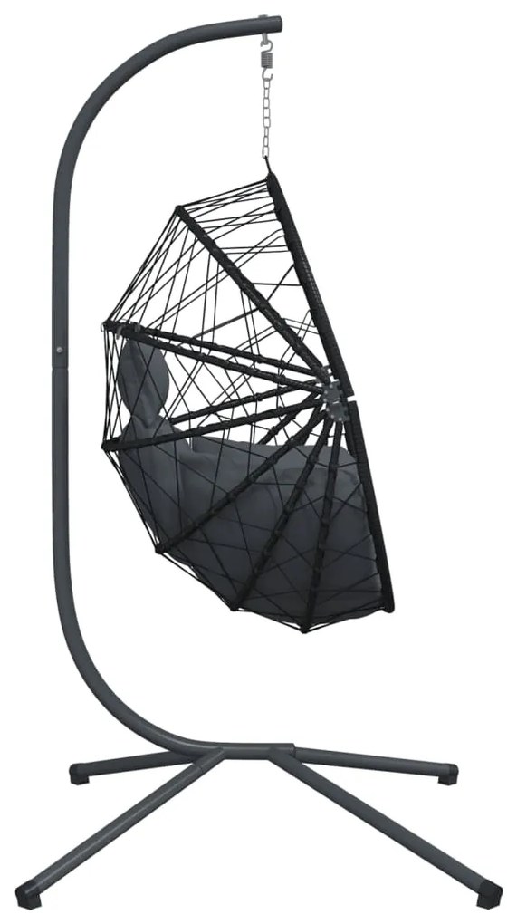 Cadeira forma de ovo suspensa c/ suporte vime/aço antracite