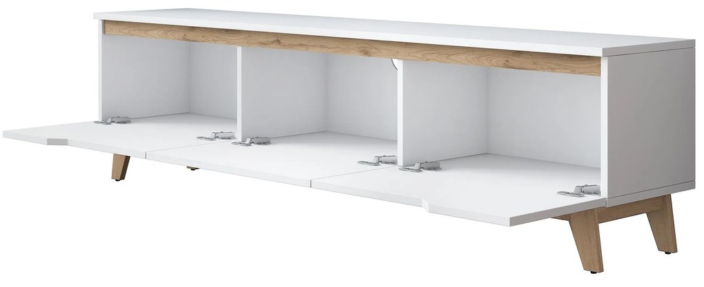 Móvel TV D1 – Branco Nogueira – 180x48,6x35 cm