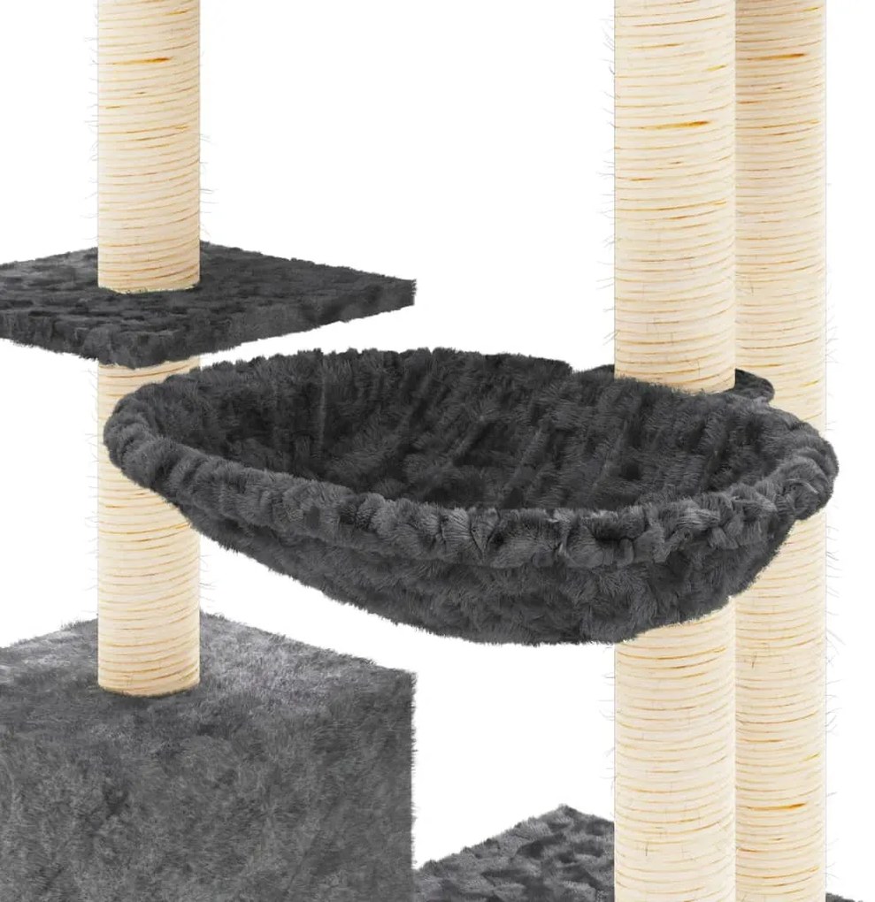 Árvore p/ gatos c/ postes arranhadores sisal 142cm cinza-escuro