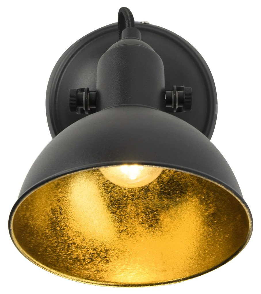 Projetores pretos com dourado 1 luz inclinável e rotativo - Tommy Industrial