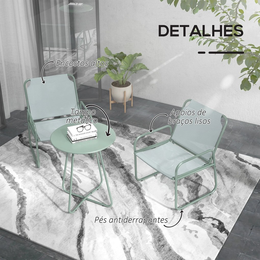 Conjunto de Móveis de Jardim Conjunto de 1 Mesa Redonda e 2 Cadeiras d