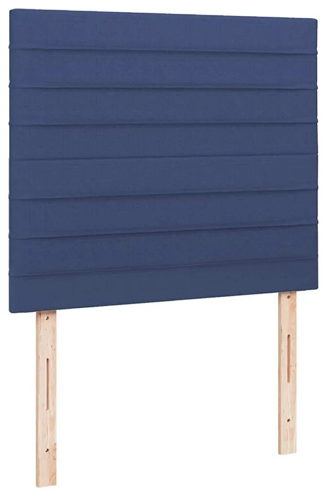 Cama box spring c/ colchão e LED 120x190 cm tecido azul