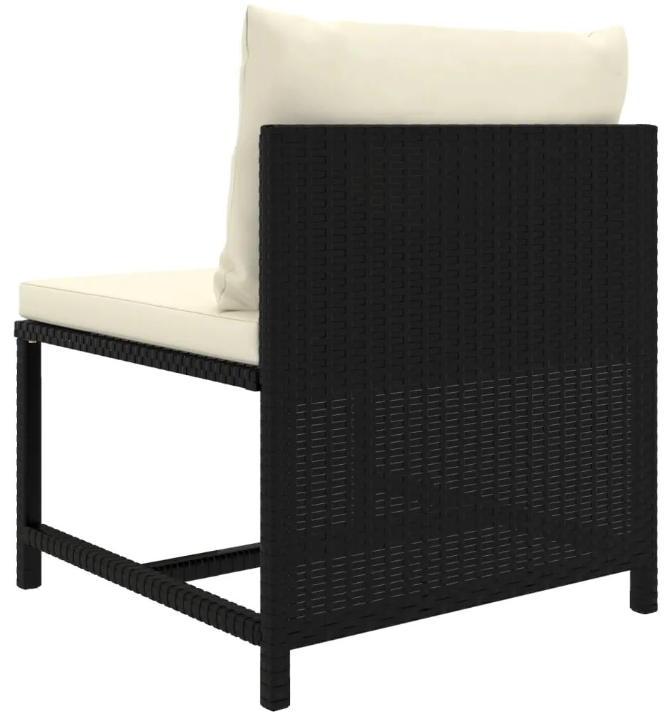 7 pcs conjunto lounge de jardim c/ almofadões vime PE preto